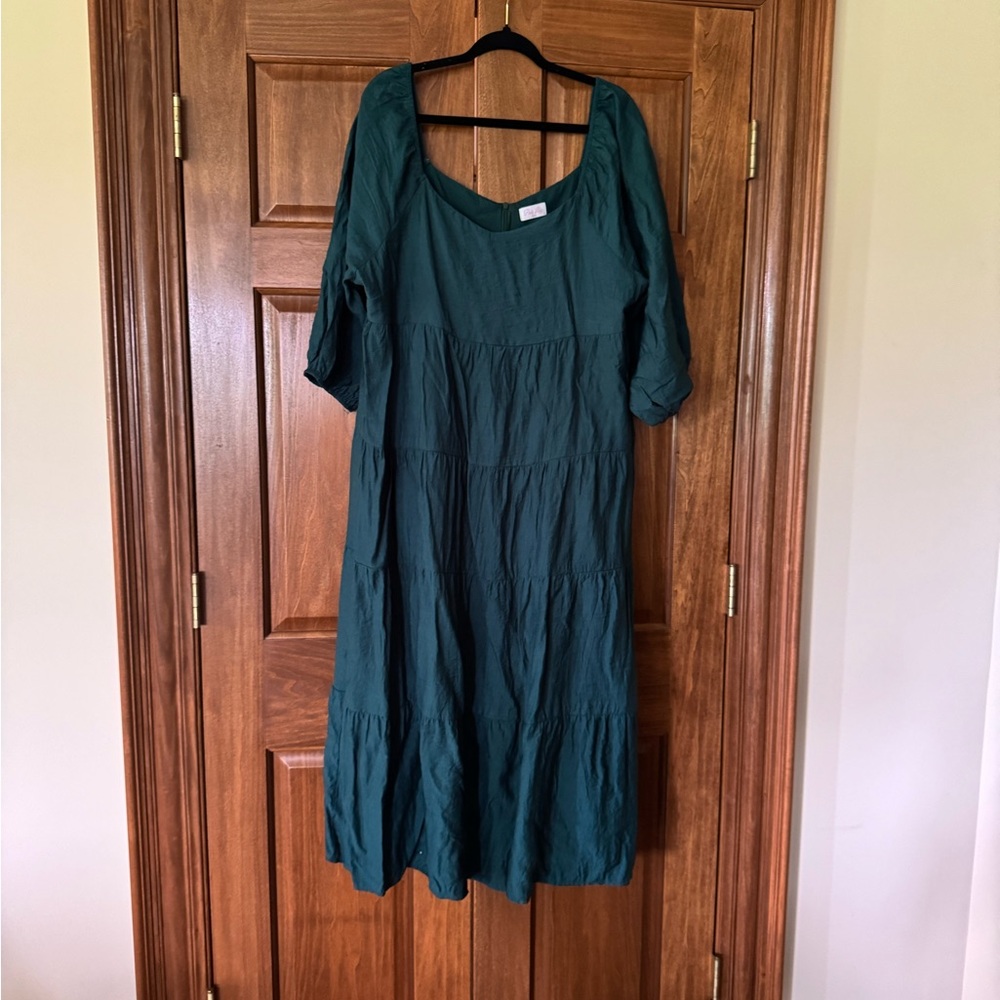 Pink Lily Deep Green Tiered Midi Dress